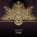 Template with luxury Mandala Eye in gold brown Royalty Free Stock Photo